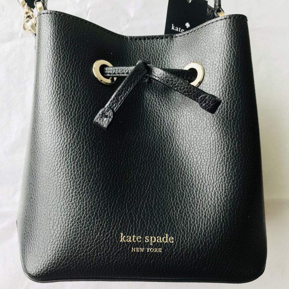 Kate Spade Eva Small Bucket Bag Black Shoulder Crossbody Leather - Picture 6 of 12